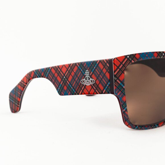 Vivienne Westwood Sun RX 01 Red-Tartan Square Sunglasses - Picture 5 of 10